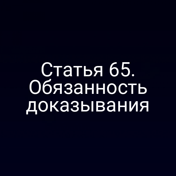 Статья 65. Обязанность доказывания