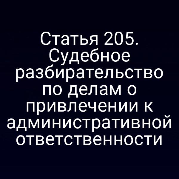 Статья 205. Судебное разбирательство по делам о привлечении к административной ответственности