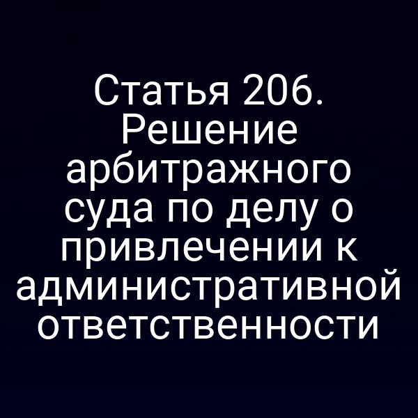 Статья 206. Решение арбитражного суда по делу о привлечении к административной ответственности
