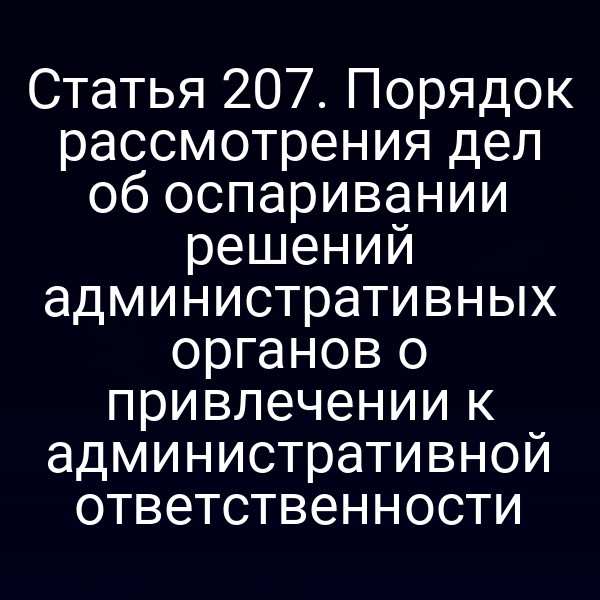 Статья 207. Порядок рассмотрения дел об оспаривании решений административных органов о привлечении к административной ответственности