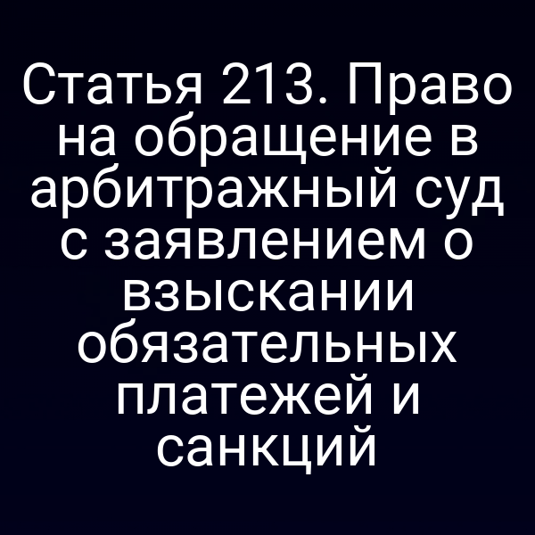 Статья 213. Право на обращение в арбитражный суд с заявлением о взыскании обязательных платежей и санкций