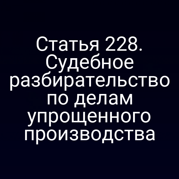 Статья 228. Судебное разбирательство по делам упрощенного производства