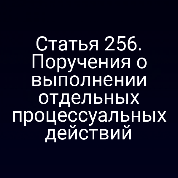 Статья 256. Поручения о выполнении отдельных процессуальных действий