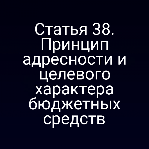 Статья 38. Принцип адресности и целевого характера бюджетных средств