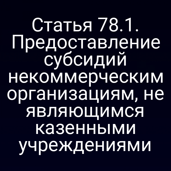 Статья 78.1. Предоставление субсидий некоммерческим организациям, не являющимся казенными учреждениями