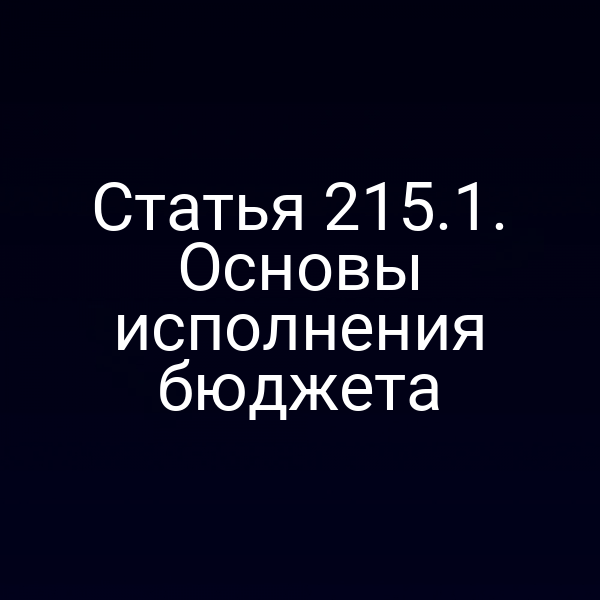 Статья 215.1. Основы исполнения бюджета