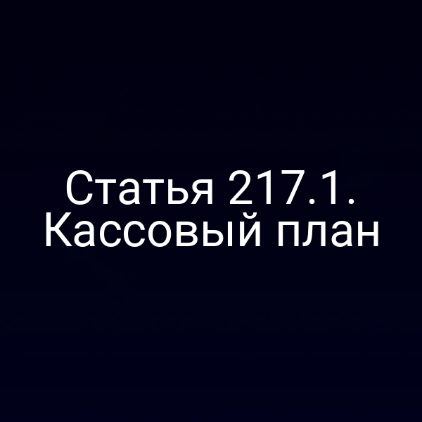 Статья 217.1. Кассовый план