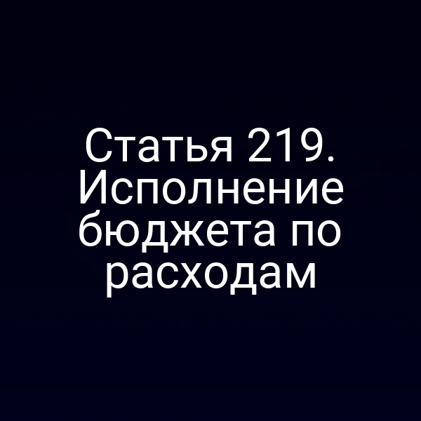 Статья 219. Исполнение бюджета по расходам