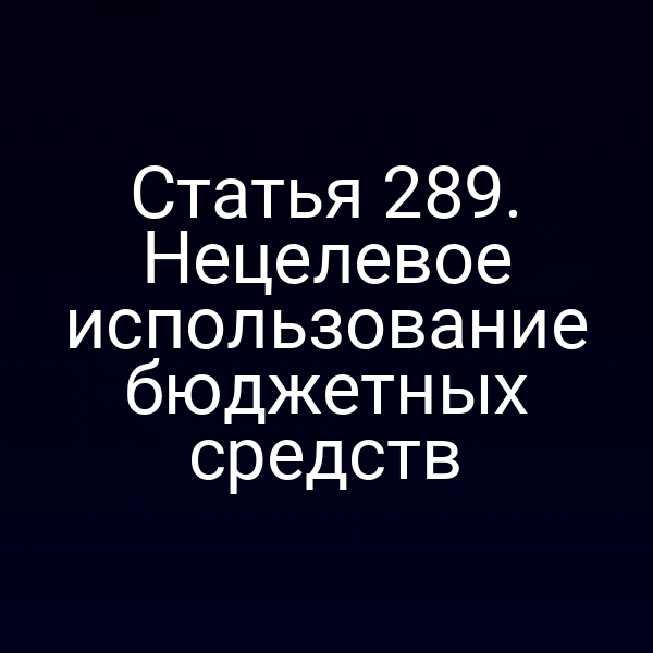 Статья 289. Нецелевое использование бюджетных средств