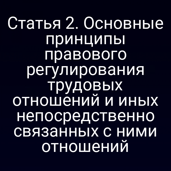 Статья 2. Основные принципы правового регулирования трудовых отношений и иных непосредственно связанных с ними отношений