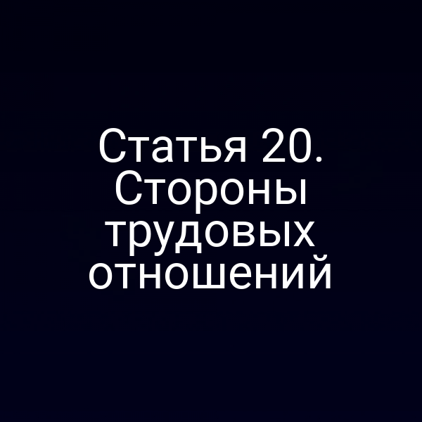 Статья 20. Стороны трудовых отношений