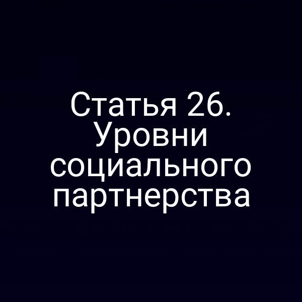 Статья 26. Уровни социального партнерства