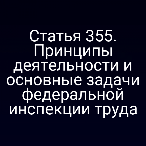Статья 355. Принципы деятельности и основные задачи федеральной инспекции труда