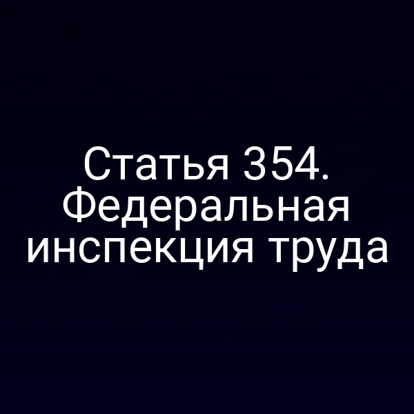 Статья 354. Федеральная инспекция труда