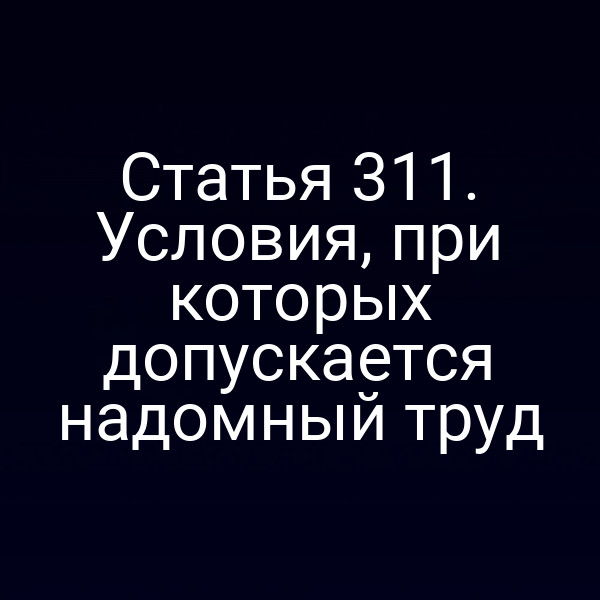 Статья 311. Условия, при которых допускается надомный труд