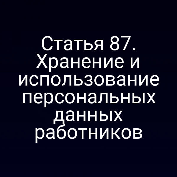 Статья 87. Хранение и использование персональных данных работников