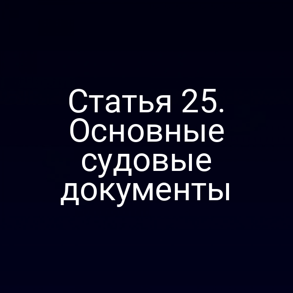 Статья 25. Основные судовые документы