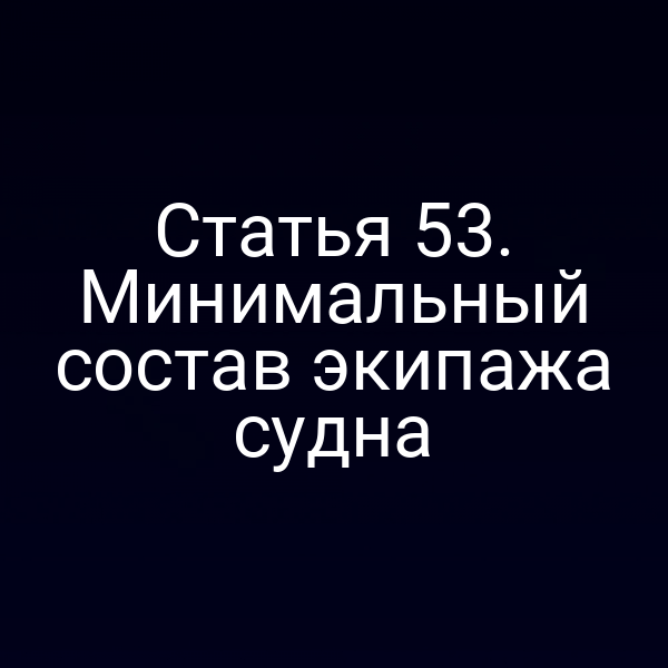 Статья 53. Минимальный состав экипажа судна