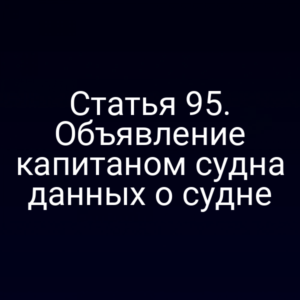 Статья 95. Объявление капитаном судна данных о судне