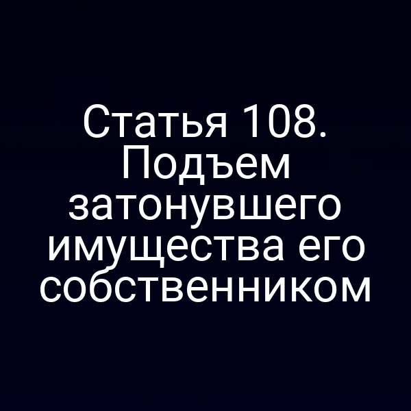 Статья 108. Подъем затонувшего имущества его собственником