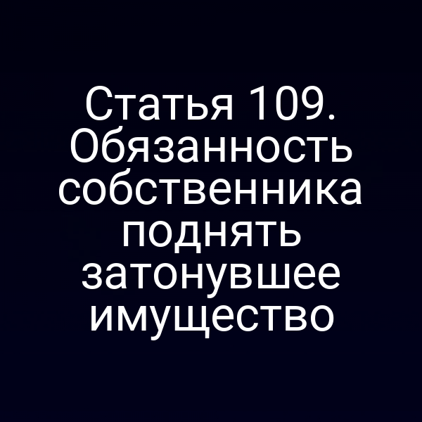 Статья 109. Обязанность собственника поднять затонувшее имущество