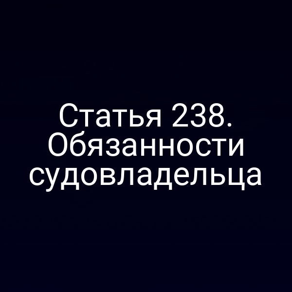 Статья 238. Обязанности судовладельца