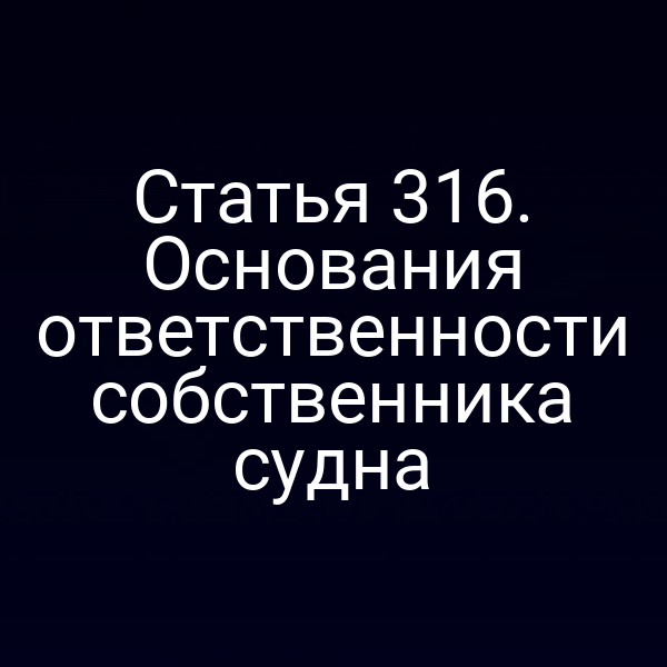 Статья 316. Основания ответственности собственника судна
