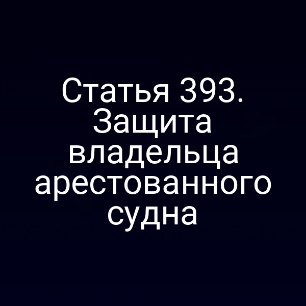 Статья 393. Защита владельца арестованного судна