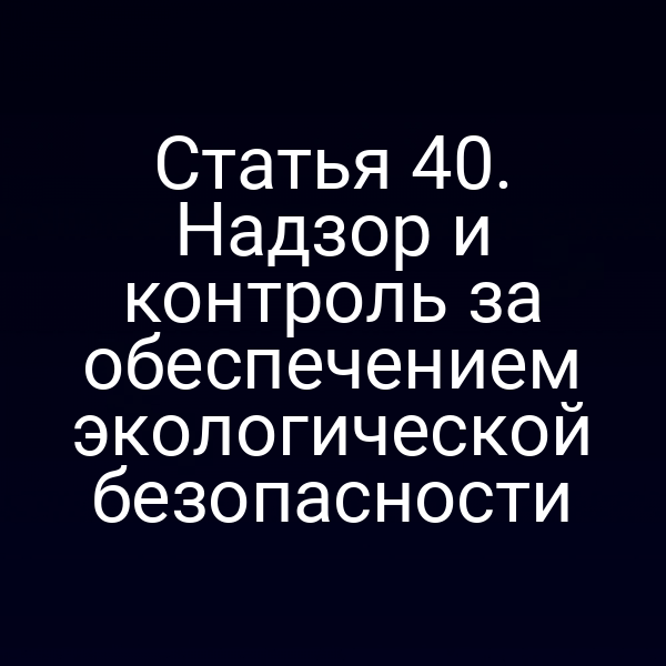 Статья 40.  Надзор и контроль за обеспечением экологической безопасности