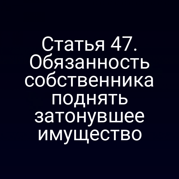 Статья 47.  Обязанность собственника поднять затонувшее имущество