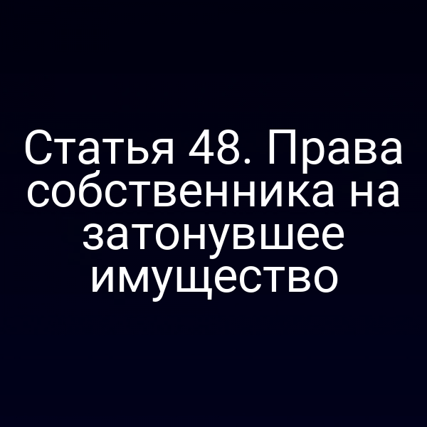 Статья 48.  Права собственника на затонувшее имущество