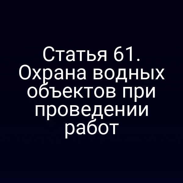 Статья 61. Охрана водных объектов при проведении работ