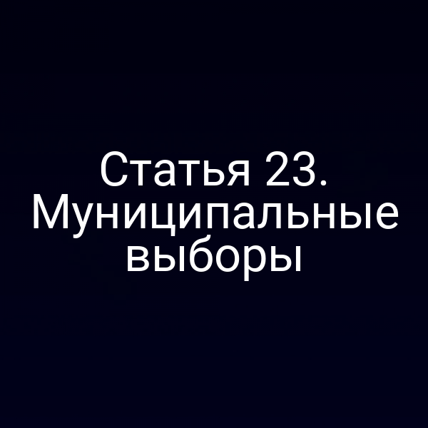 Статья 23. Муниципальные выборы