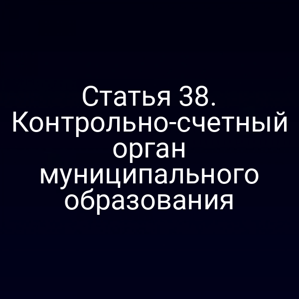 Статья 38. Контрольно-счетный орган муниципального образования
