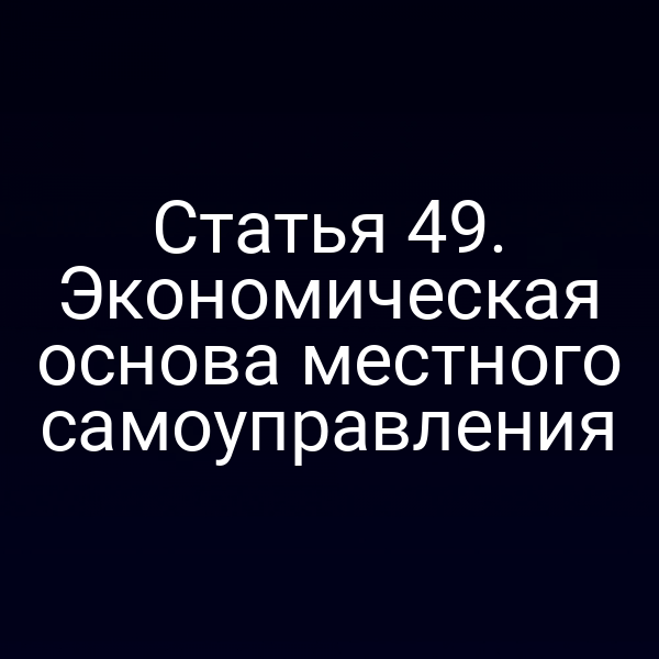 Статья 49. Экономическая основа местного самоуправления