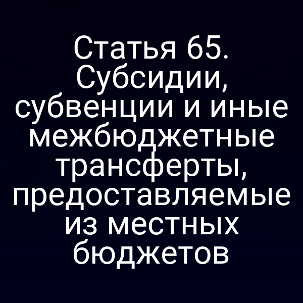 Статья 65. Субсидии, субвенции и иные межбюджетные трансферты, предоставляемые из местных бюджетов