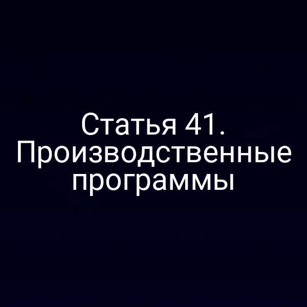 Статья 41. Производственные программы