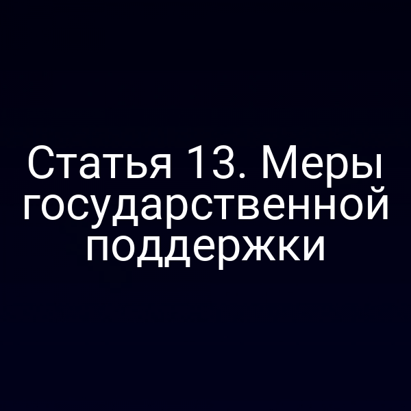 Статья 13. Меры государственной поддержки