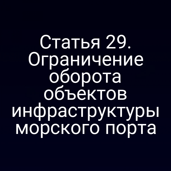 Статья 29. Ограничение оборота объектов инфраструктуры морского порта