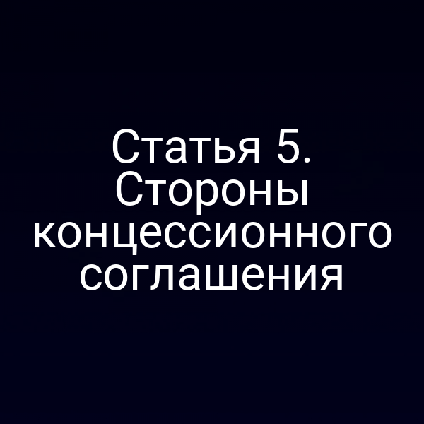 Статья 5. Стороны концессионного соглашения