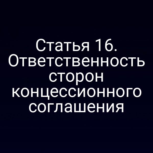Статья 16. Ответственность сторон концессионного соглашения