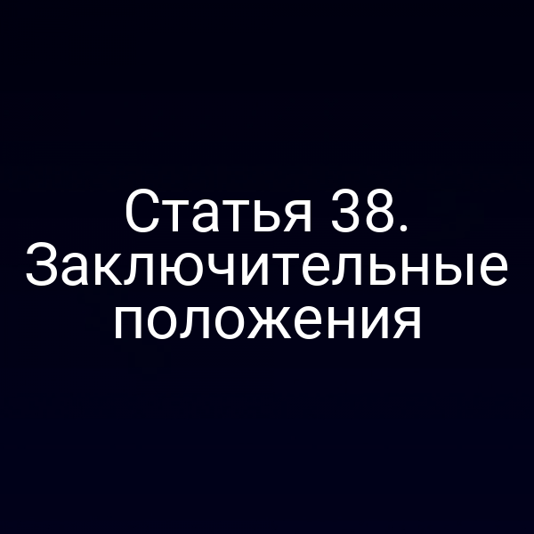 Статья 38. Заключительные положения