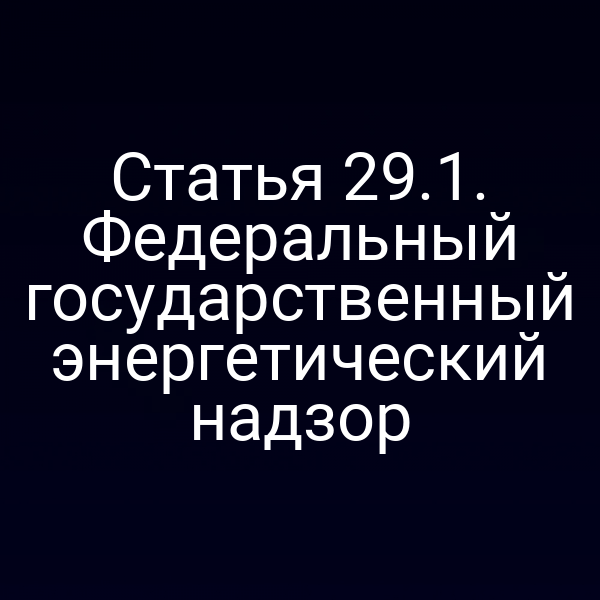 Статья 29.1. Федеральный государственный энергетический надзор