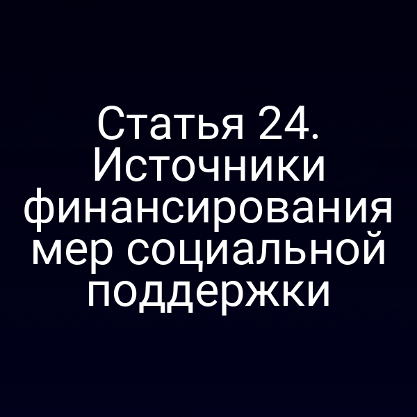 Статья 24. Источники финансирования мер социальной поддержки