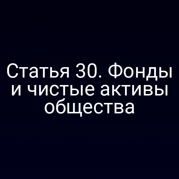 Статья 30. Фонды и чистые активы общества