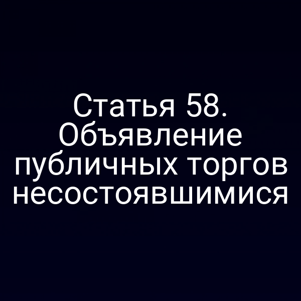 Статья 58. Объявление публичных торгов несостоявшимися