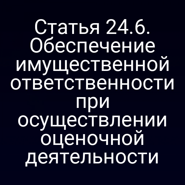 Статья 24.6. Обеспечение имущественной ответственности при осуществлении оценочной деятельности