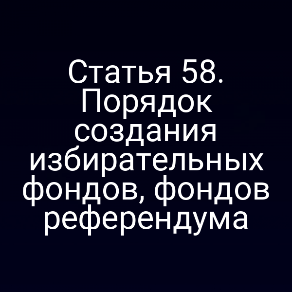 Статья 58. Порядок создания избирательных фондов, фондов референдума