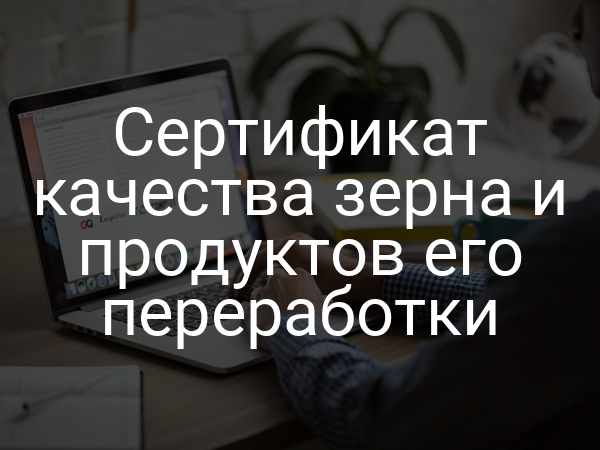 Сертификат качества зерна и продуктов его переработки