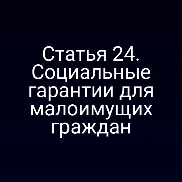 Статья 24. Социальные гарантии для малоимущих граждан